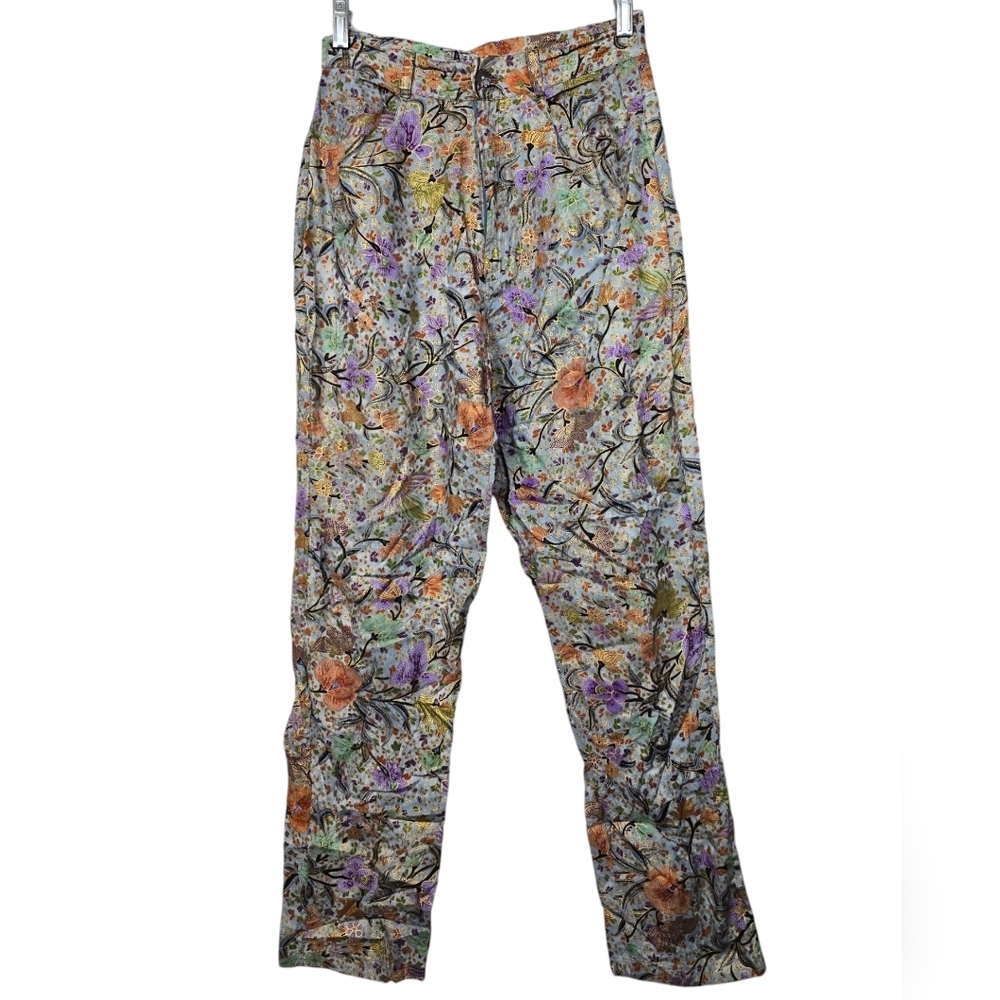 Paul Ropp Floral Multi Colored Colorful Rayon Pants M